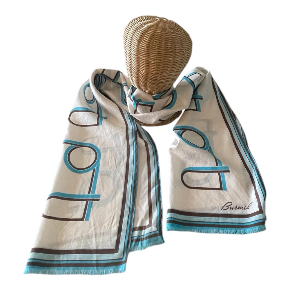 Burmel Silk Scarf - Teal and Brown‎